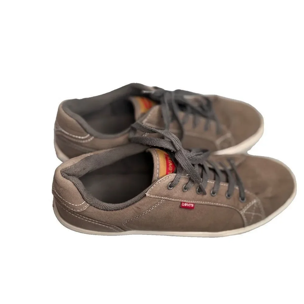Levi Strauss Men’s Low Top Canvas Shoes Khaki Greenish Brown US Size 12 GUC-